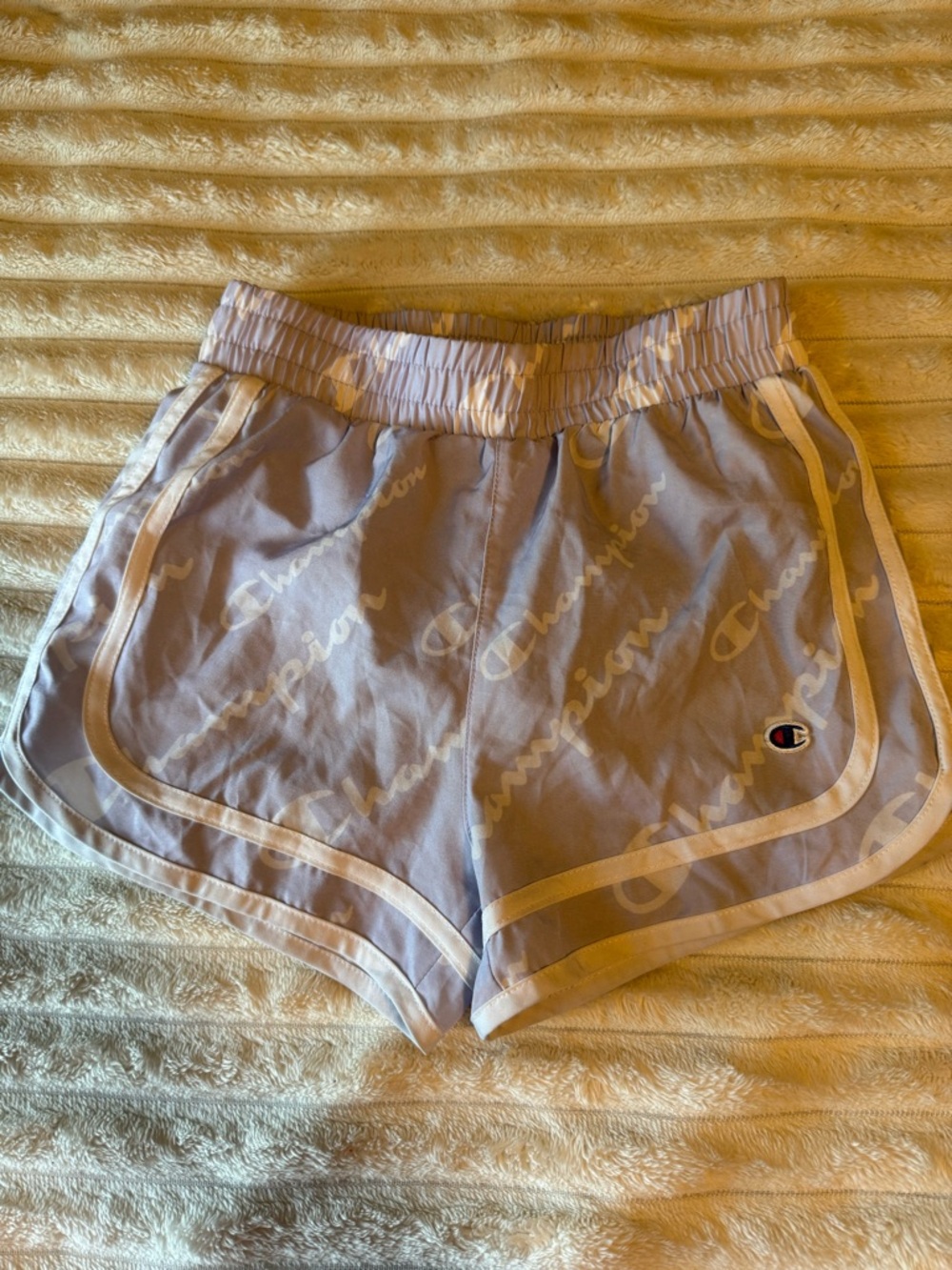 Champion Women’s Lavender Athletic Shorts with White Trim small youth